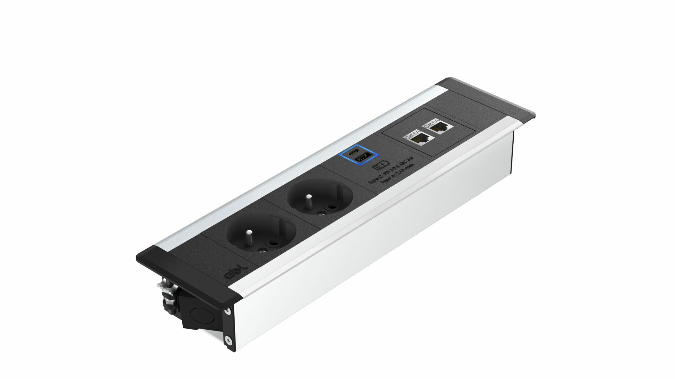Комуникационен и захранващ модул за бюро Level E 2xSchuko + USB A+C + 2xRJ45 - черен