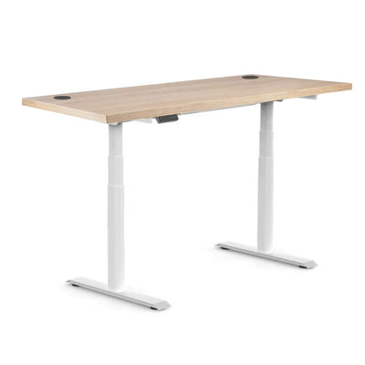 Височинно регулируемо бюро Elevate Desk | Цвят на основата: Бял | Плот 118x68x2.5 - Дъб Небраска натур | Плот 138x68x2.5 - Дъб Небраска натур | Плот 158x80x2.5 - Дъб Небраска натур