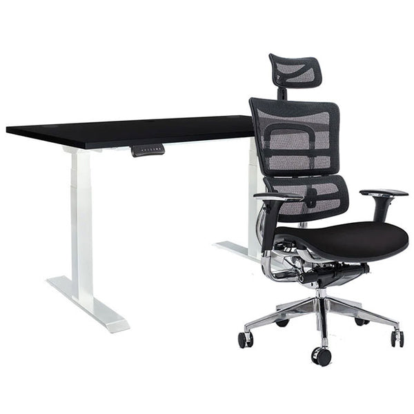 Ergo Desk Цвят: Бял | Плот 118x68x2.5 - Черен | Плот 138x68x2.5 - Черен | Плот 158x80x2.5 - Черен