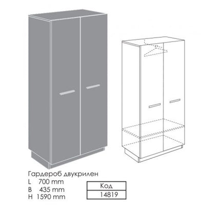 Офис гардероб, двукрилен 700x435x1590 Loyal - ChairPro